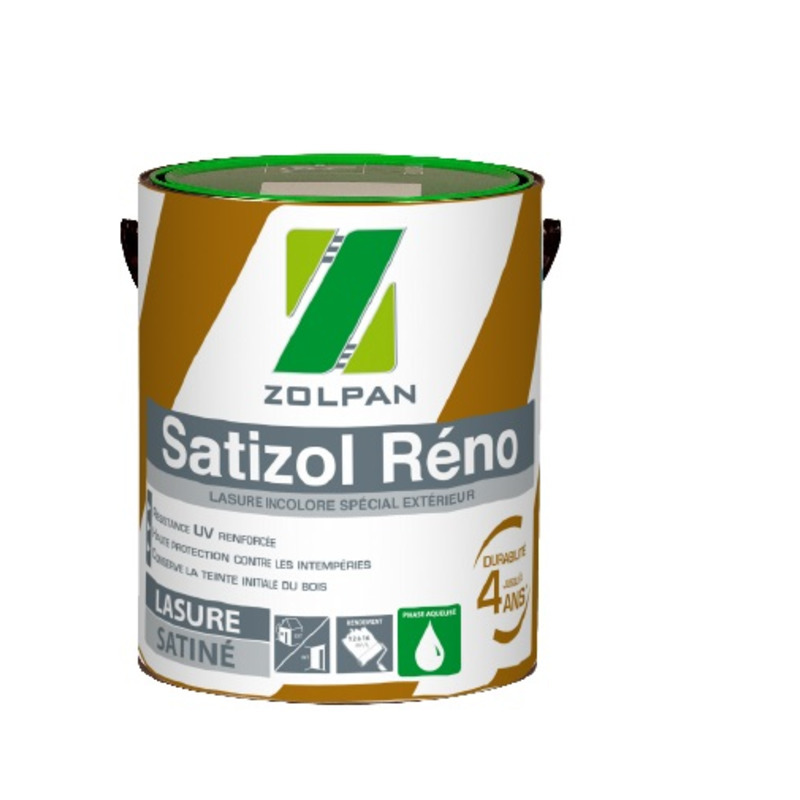 Lasure incolore satinée : satizol réno - zolpan